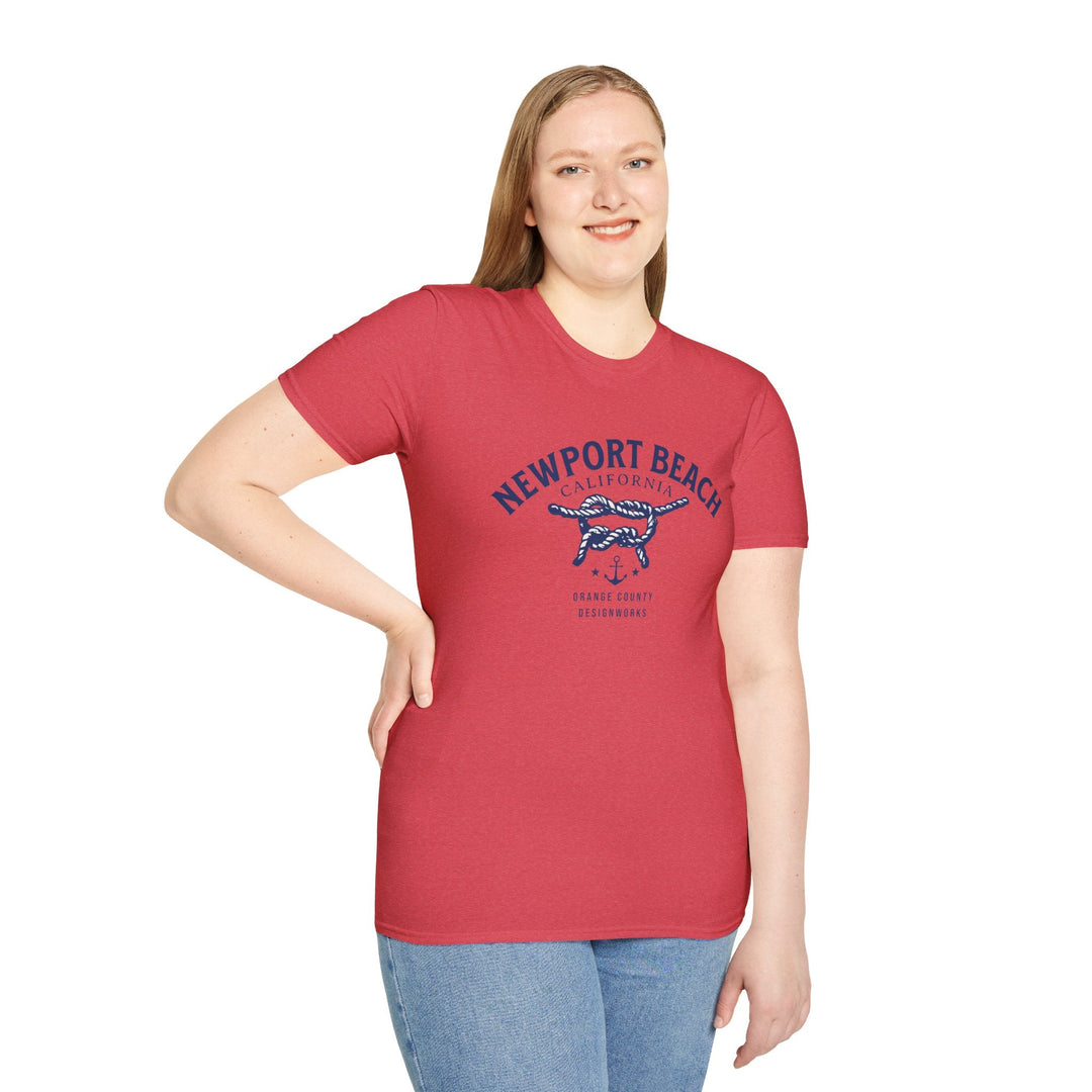 Newport Beach California Sailing Knot T-Shirt - T-Shirt - Heather Red - OC Designworks