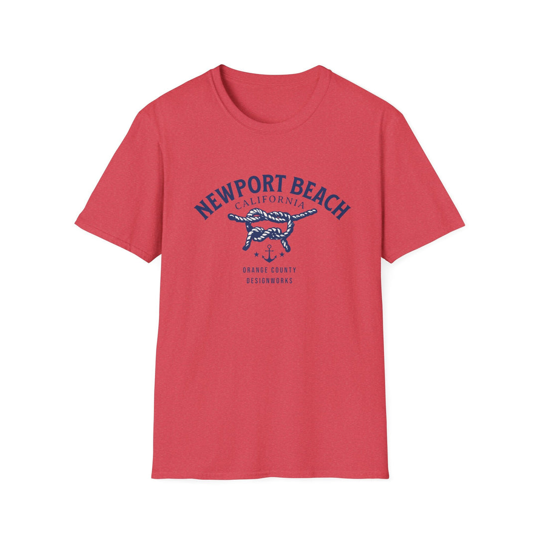 Newport Beach California Sailing Knot T-Shirt - T-Shirt - Heather Red - OC Designworks
