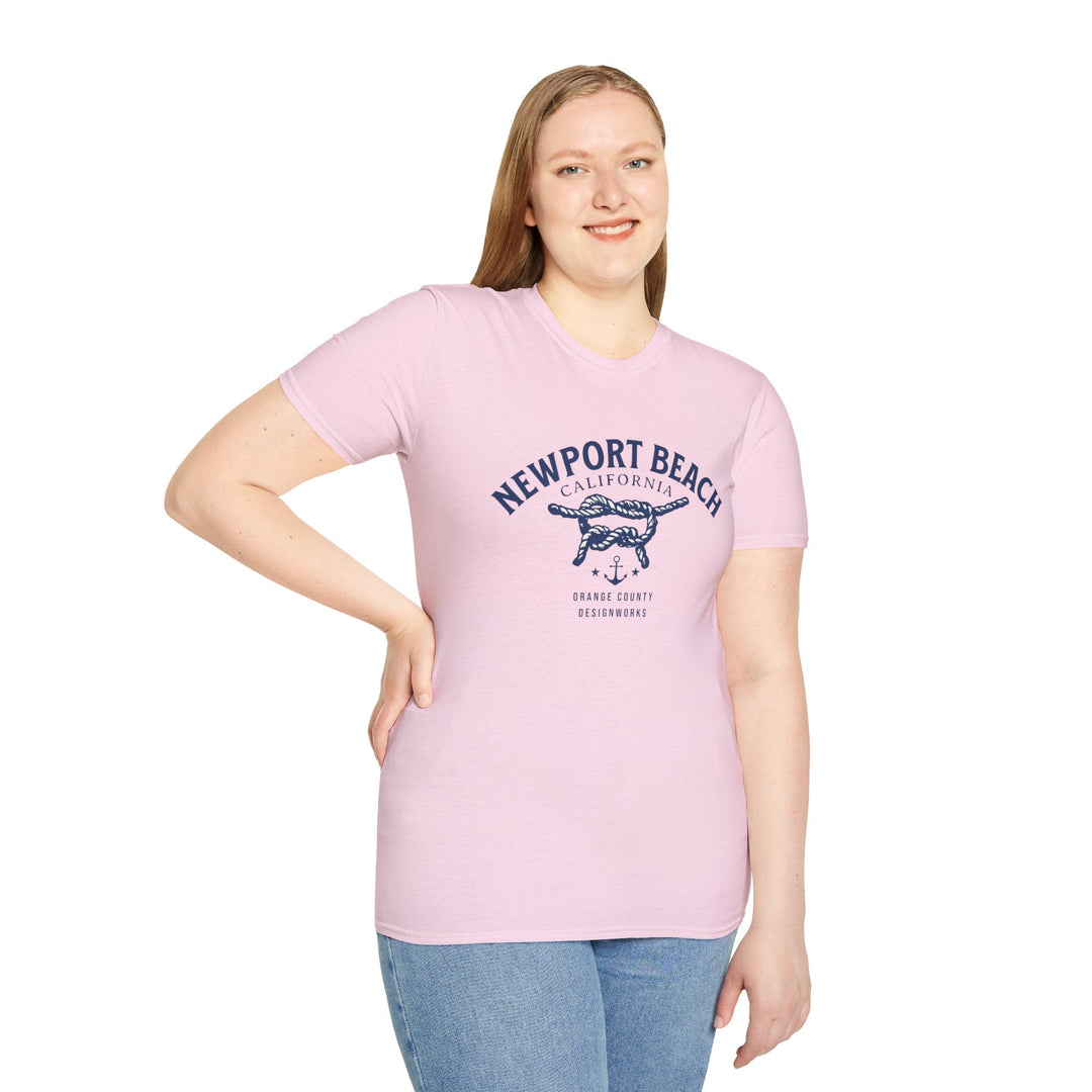 Newport Beach California Sailing Knot T-Shirt - T-Shirt - Light Pink - OC Designworks