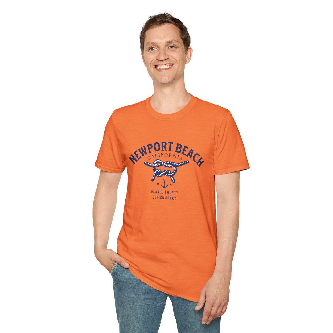 Newport Beach California Sailing Knot T-Shirt - T-Shirt - Heather Orange - OC Designworks