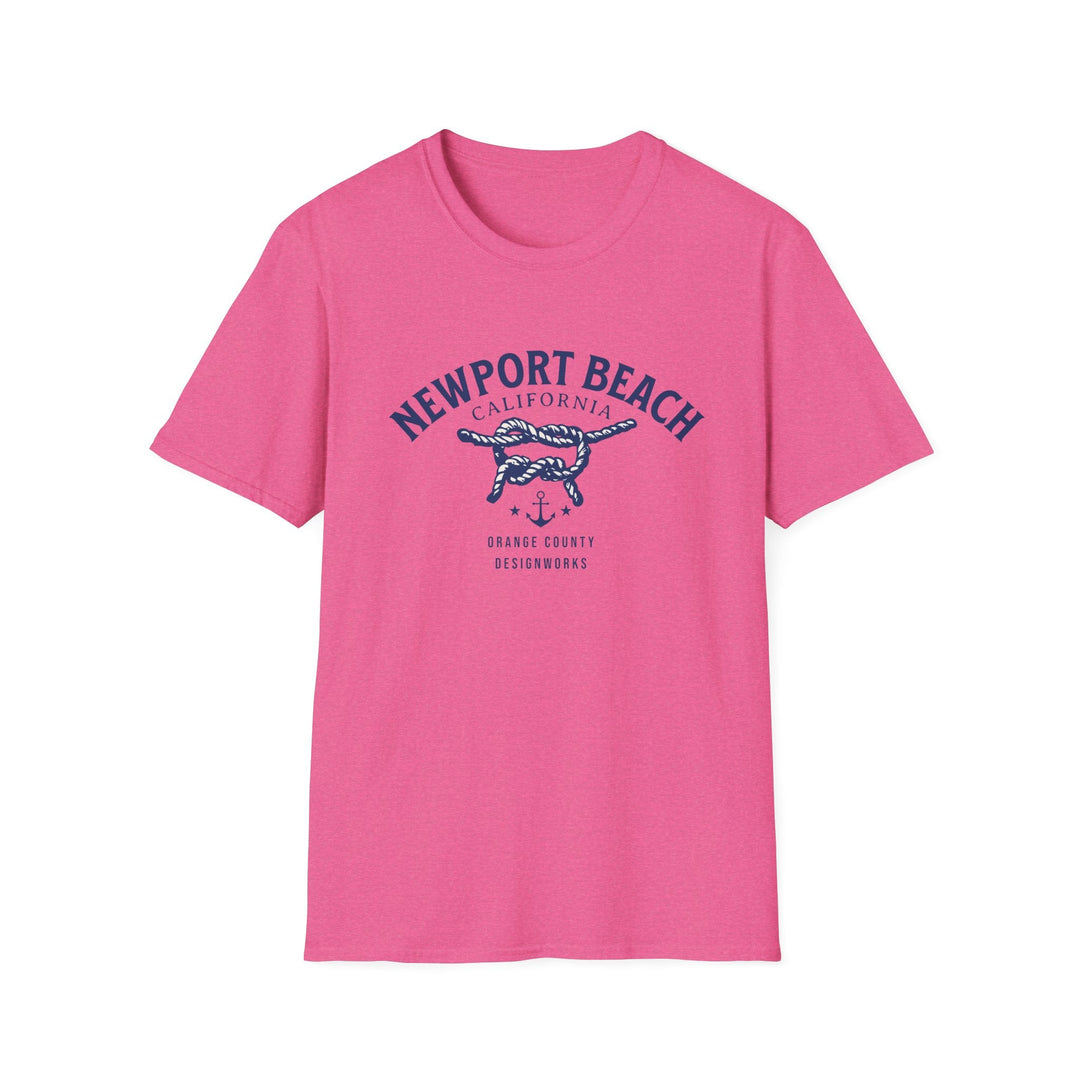 Newport Beach California Sailing Knot T-Shirt - T-Shirt - Heather Heliconia - OC Designworks