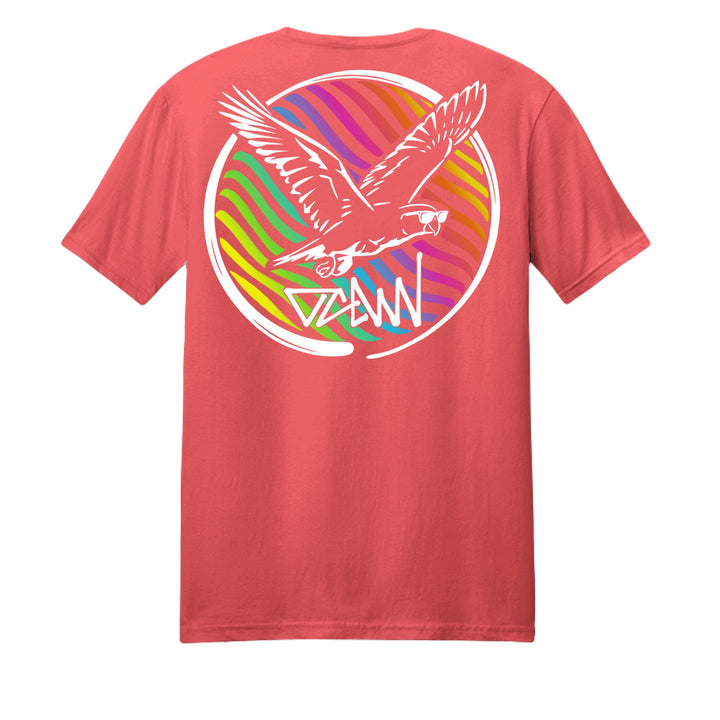 OCDW Rainbow Parrot T-Shirt - T-Shirt - Heather Coral - OC Designworks