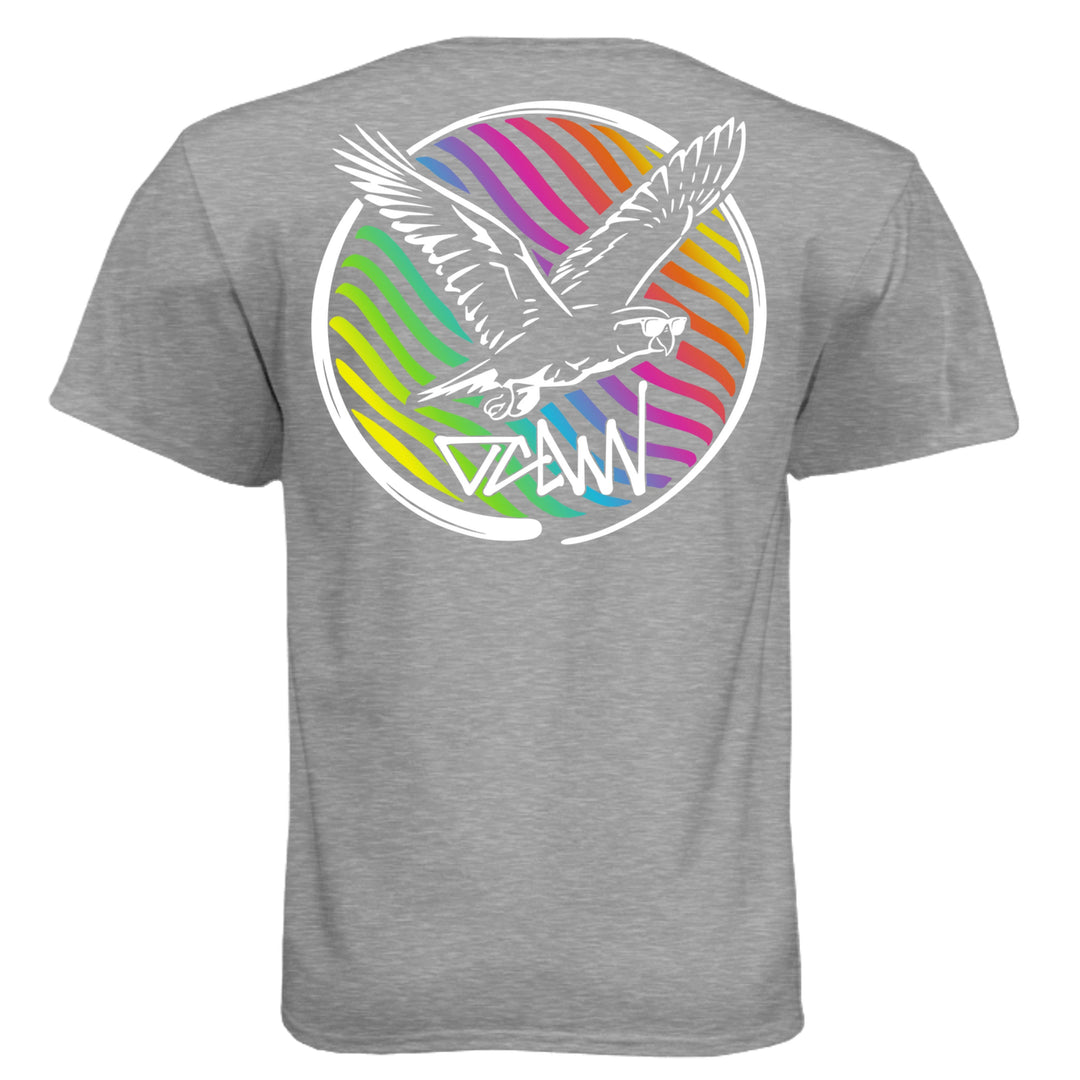 OCDW Rainbow Parrot T-Shirt - T-Shirt - Dark Heather Grey (60/40) - OC Designworks