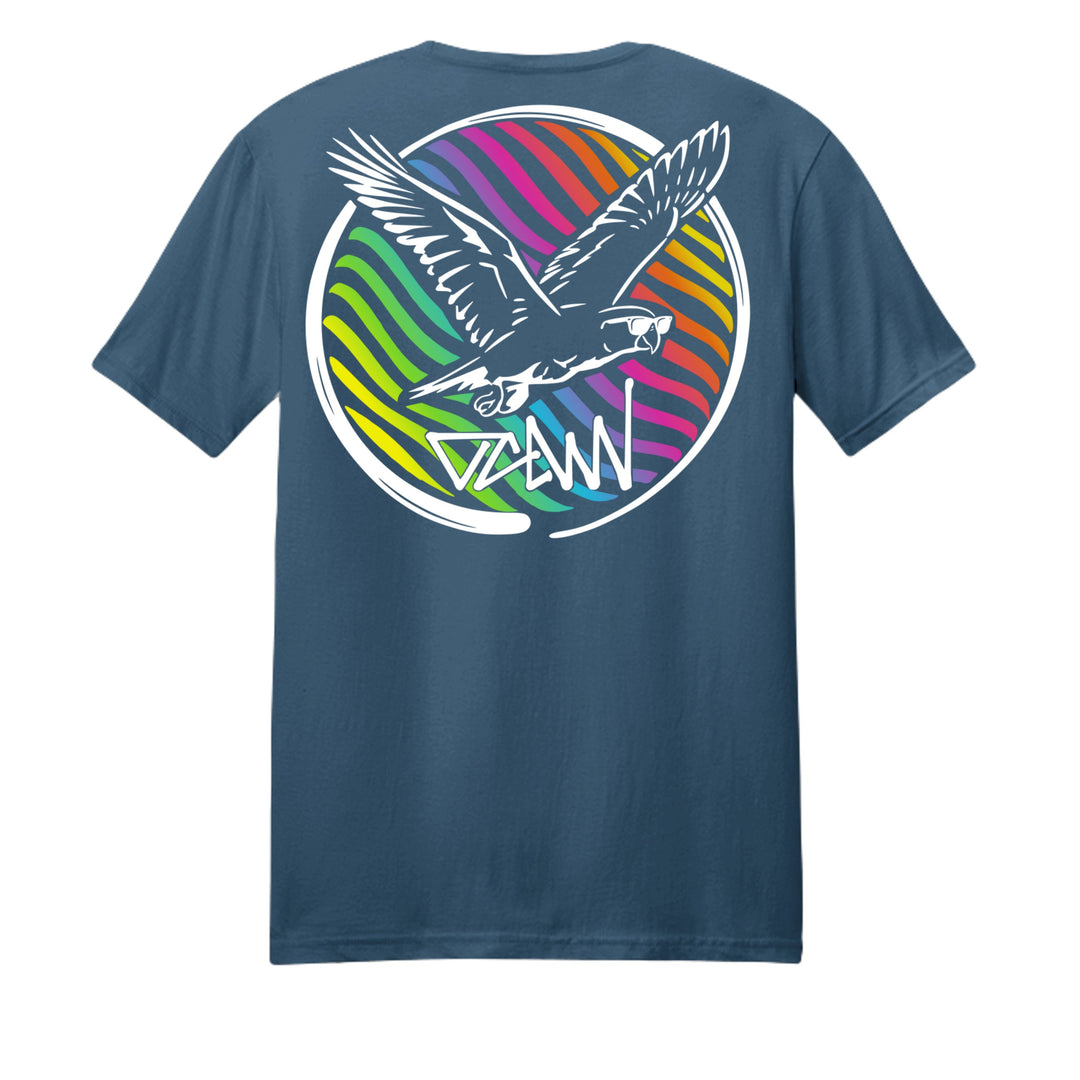 OCDW Rainbow Parrot T-Shirt - T-Shirt - Heather Sea Blue - OC Designworks