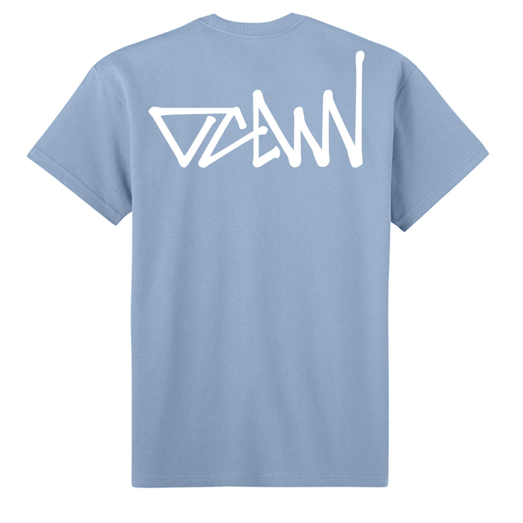 OCDW Shuji Script T-Shirt - T-Shirt - Stonewash Denim - OC Designworks