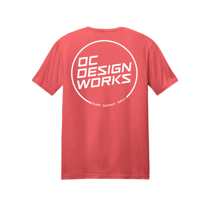 OCDW White Line T-Shirt (Lightweight) - T-Shirt - Heather Coral - OC Designworks