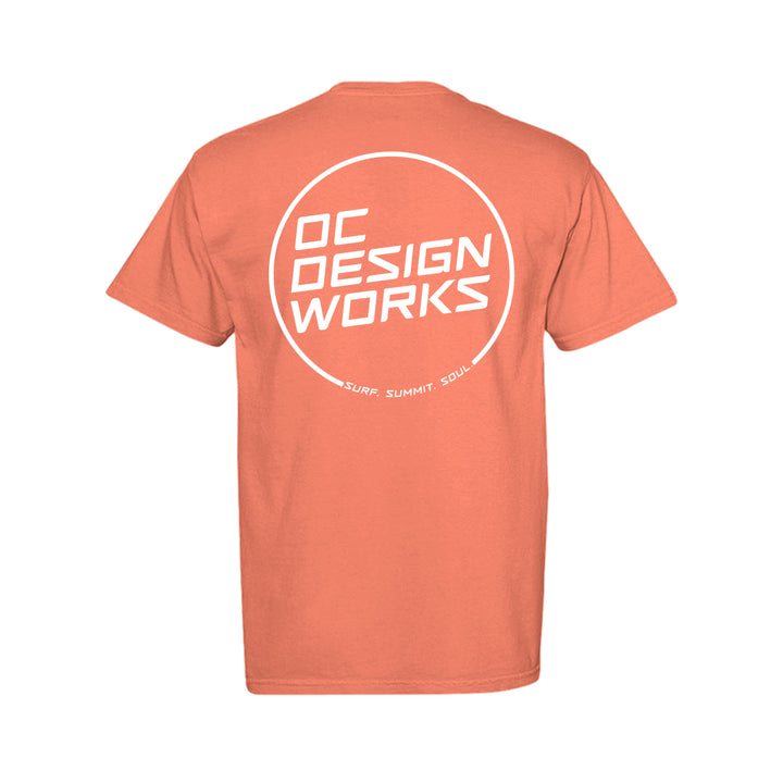 OCDW White Line T-Shirt (Midweight) - T-Shirt - NEON RED ORANGE - OC Designworks