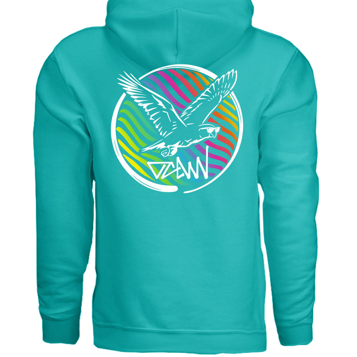 Rainbow Parrot Hoodie - Sweatshirt - TEAL - OC Designworks