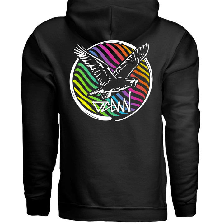 Rainbow Parrot Hoodie - Sweatshirt - BLACK - OC Designworks