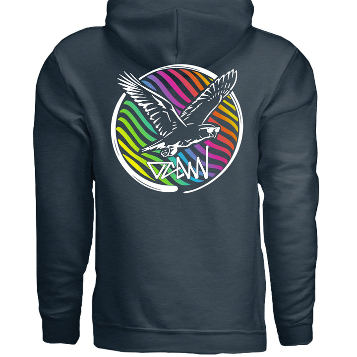 Rainbow Parrot Hoodie - Sweatshirt - HEATHER NAVY - OC Designworks