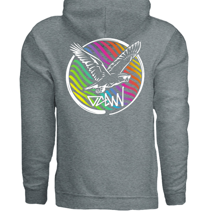 Rainbow Parrot Hoodie - Sweatshirt - Heather Blue Lagoon - OC Designworks