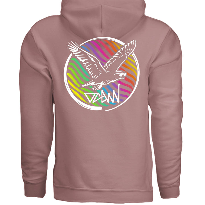 Rainbow Parrot Hoodie - Sweatshirt - Heather Mauve - OC Designworks