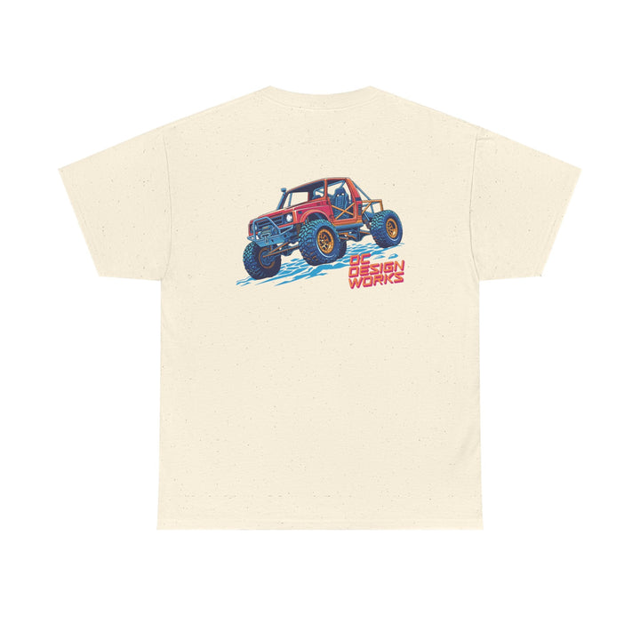 Retro Synthwave Suzuki Samurai Rock Crawler T-Shirt — Send It! - T-Shirt - Natural - OC Designworks