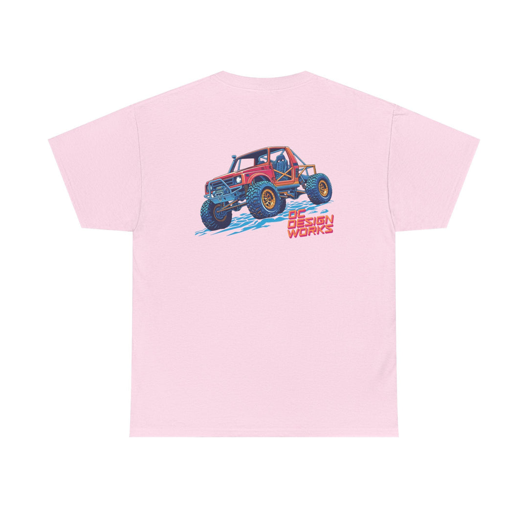 Retro Synthwave Suzuki Samurai Rock Crawler T-Shirt — Send It! - T-Shirt - Light Pink - OC Designworks