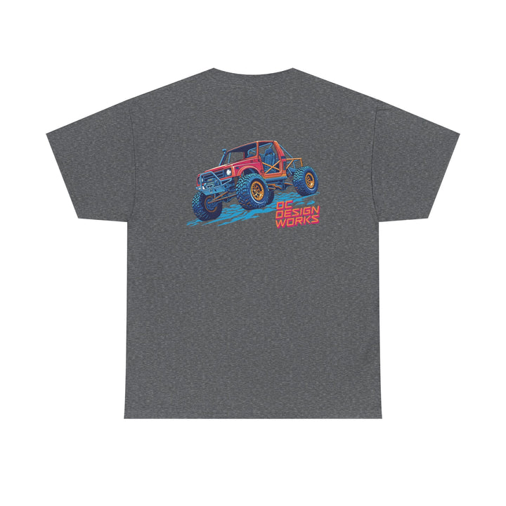 Retro Synthwave Suzuki Samurai Rock Crawler T-Shirt — Send It! - T-Shirt - Graphite Heather - OC Designworks