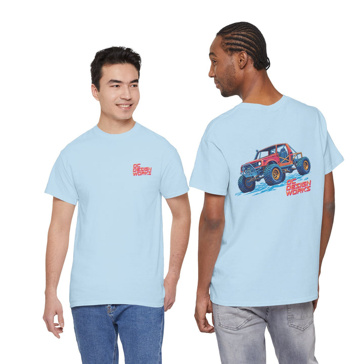 Retro Synthwave Suzuki Samurai Rock Crawler T-Shirt — Send It! - T-Shirt - Light Blue - OC Designworks