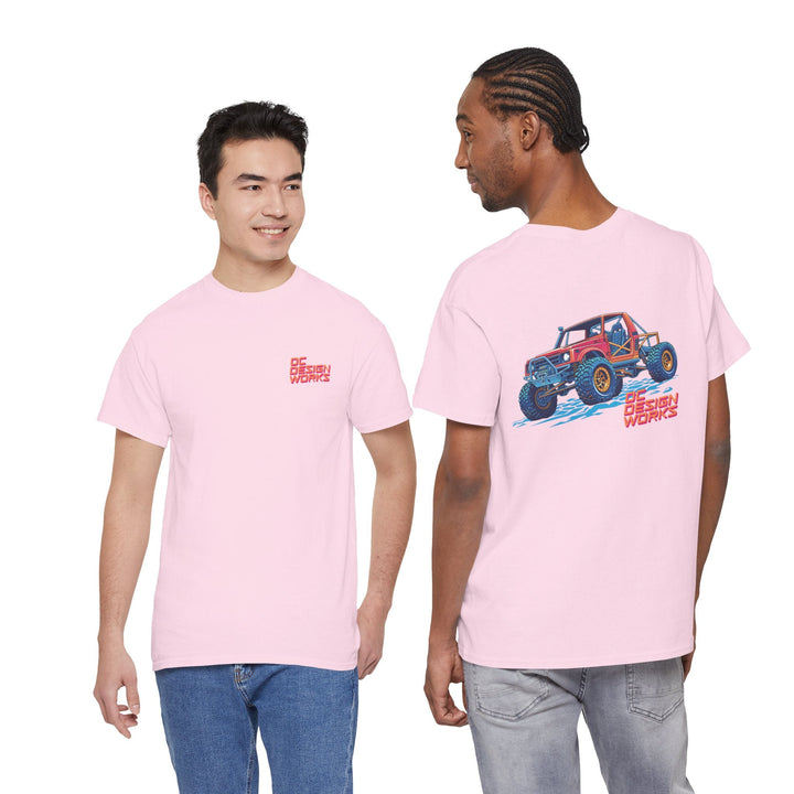 Retro Synthwave Suzuki Samurai Rock Crawler T-Shirt — Send It! - T-Shirt - Light Pink - OC Designworks