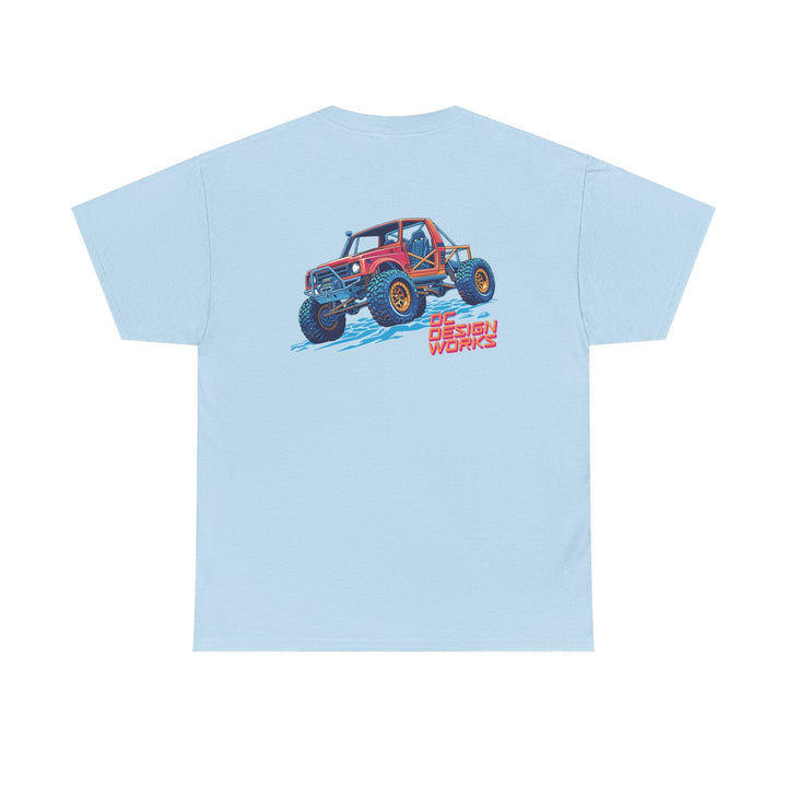 Retro Synthwave Suzuki Samurai Rock Crawler T-Shirt — Send It! - T-Shirt - Light Blue - OC Designworks