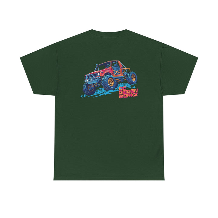 Retro Synthwave Suzuki Samurai Rock Crawler T-Shirt — Send It! - T-Shirt - Forest Green - OC Designworks