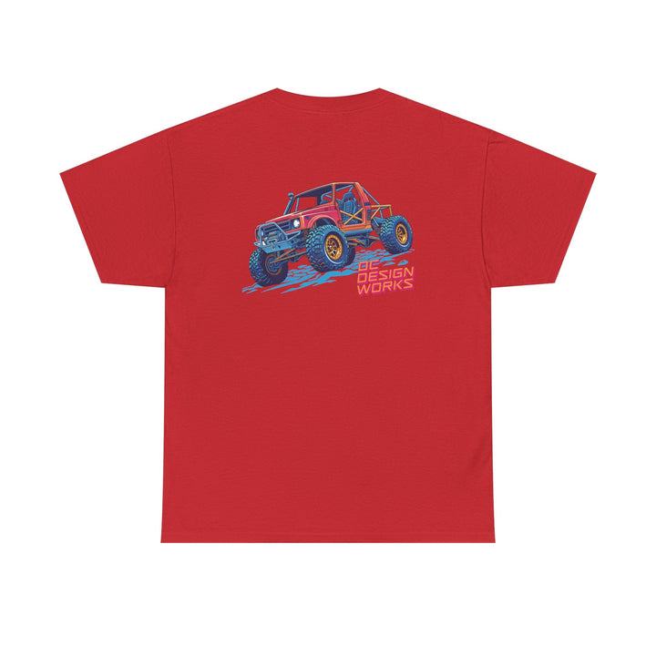Retro Synthwave Suzuki Samurai Rock Crawler T-Shirt — Send It! - T-Shirt - Red - OC Designworks