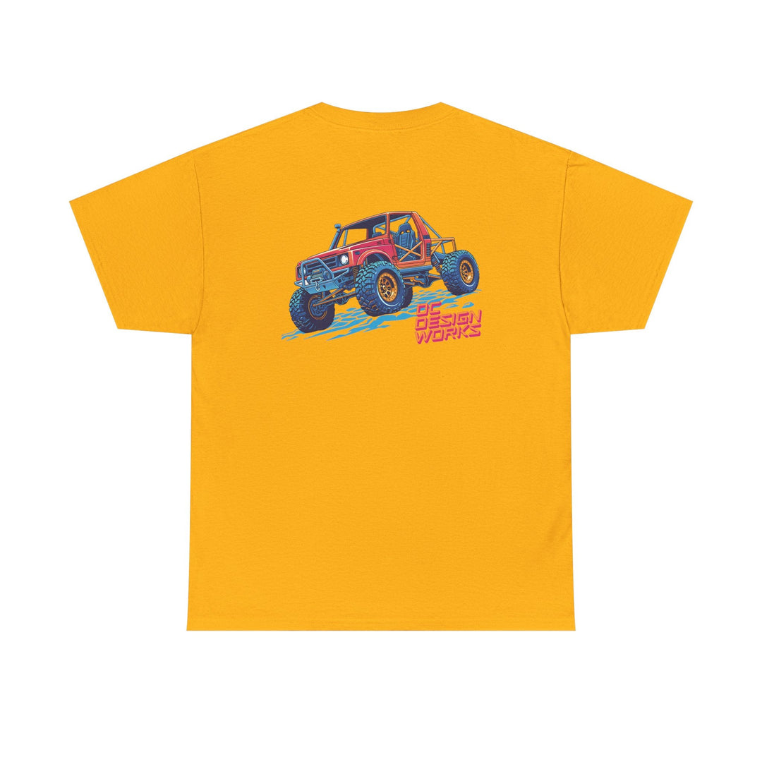 Retro Synthwave Suzuki Samurai Rock Crawler T-Shirt — Send It! - T-Shirt - Gold - OC Designworks