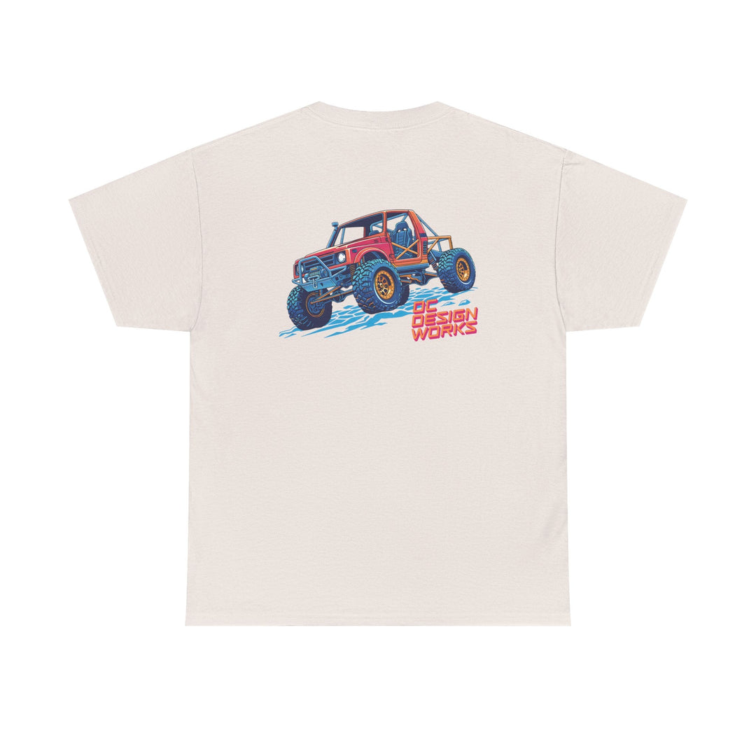 Retro Synthwave Suzuki Samurai Rock Crawler T-Shirt — Send It! - T-Shirt - Ice Grey - OC Designworks