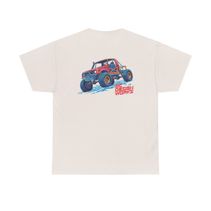Retro Synthwave Suzuki Samurai Rock Crawler T-Shirt — Send It! - T-Shirt - Ice Grey - OC Designworks