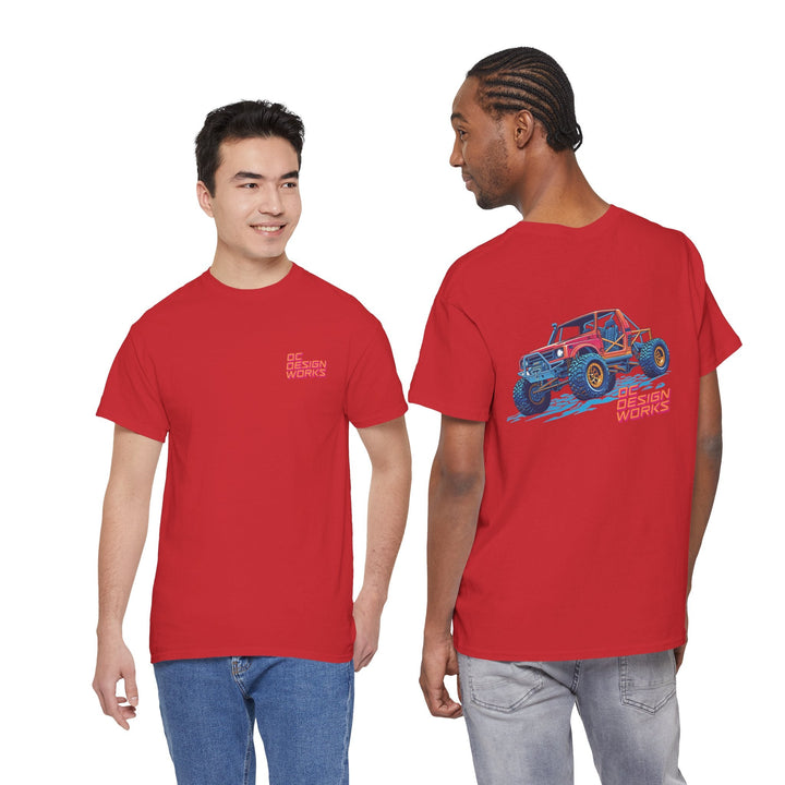Retro Synthwave Suzuki Samurai Rock Crawler T-Shirt — Send It! - T-Shirt - Red - OC Designworks