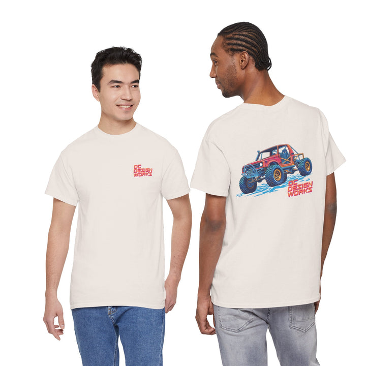 Retro Synthwave Suzuki Samurai Rock Crawler T-Shirt — Send It! - T-Shirt - Ice Grey - OC Designworks
