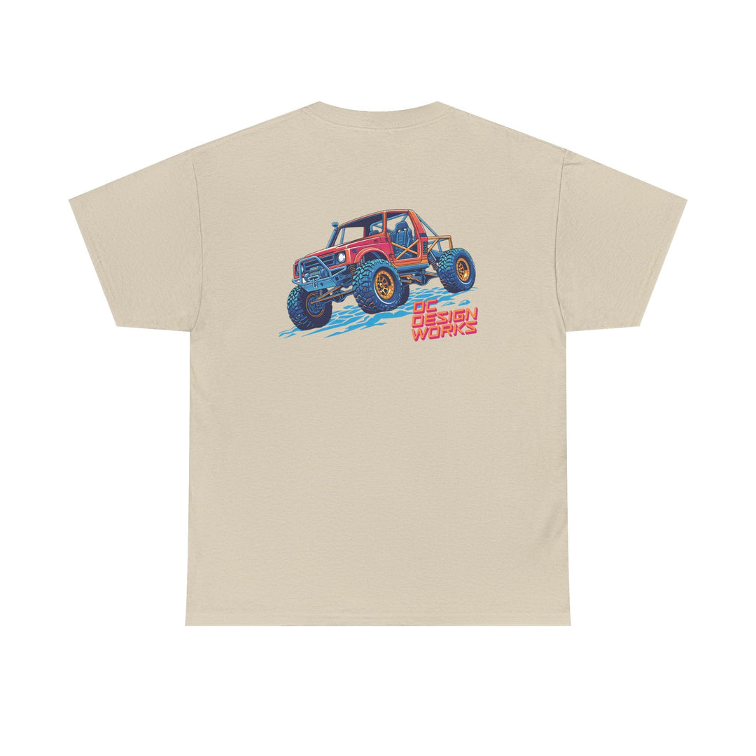 Retro Synthwave Suzuki Samurai Rock Crawler T-Shirt — Send It! - T-Shirt - Sand - OC Designworks