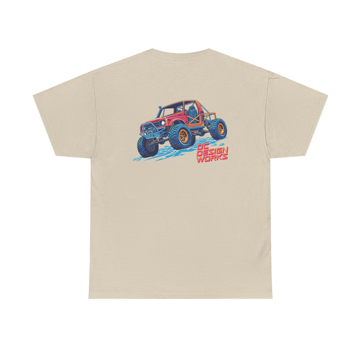 Retro Synthwave Suzuki Samurai Rock Crawler T-Shirt — Send It! - T-Shirt - Sand - OC Designworks