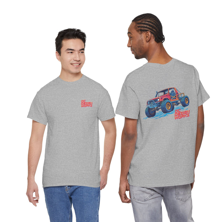 Retro Synthwave Suzuki Samurai Rock Crawler T-Shirt — Send It! - T-Shirt - Sport Grey - OC Designworks