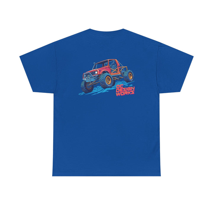 Retro Synthwave Suzuki Samurai Rock Crawler T-Shirt — Send It! - T-Shirt - Royal - OC Designworks