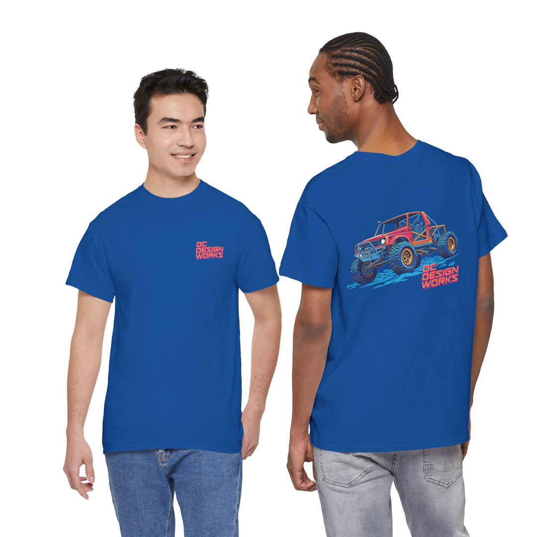 Retro Synthwave Suzuki Samurai Rock Crawler T-Shirt — Send It! - T-Shirt - Royal - OC Designworks