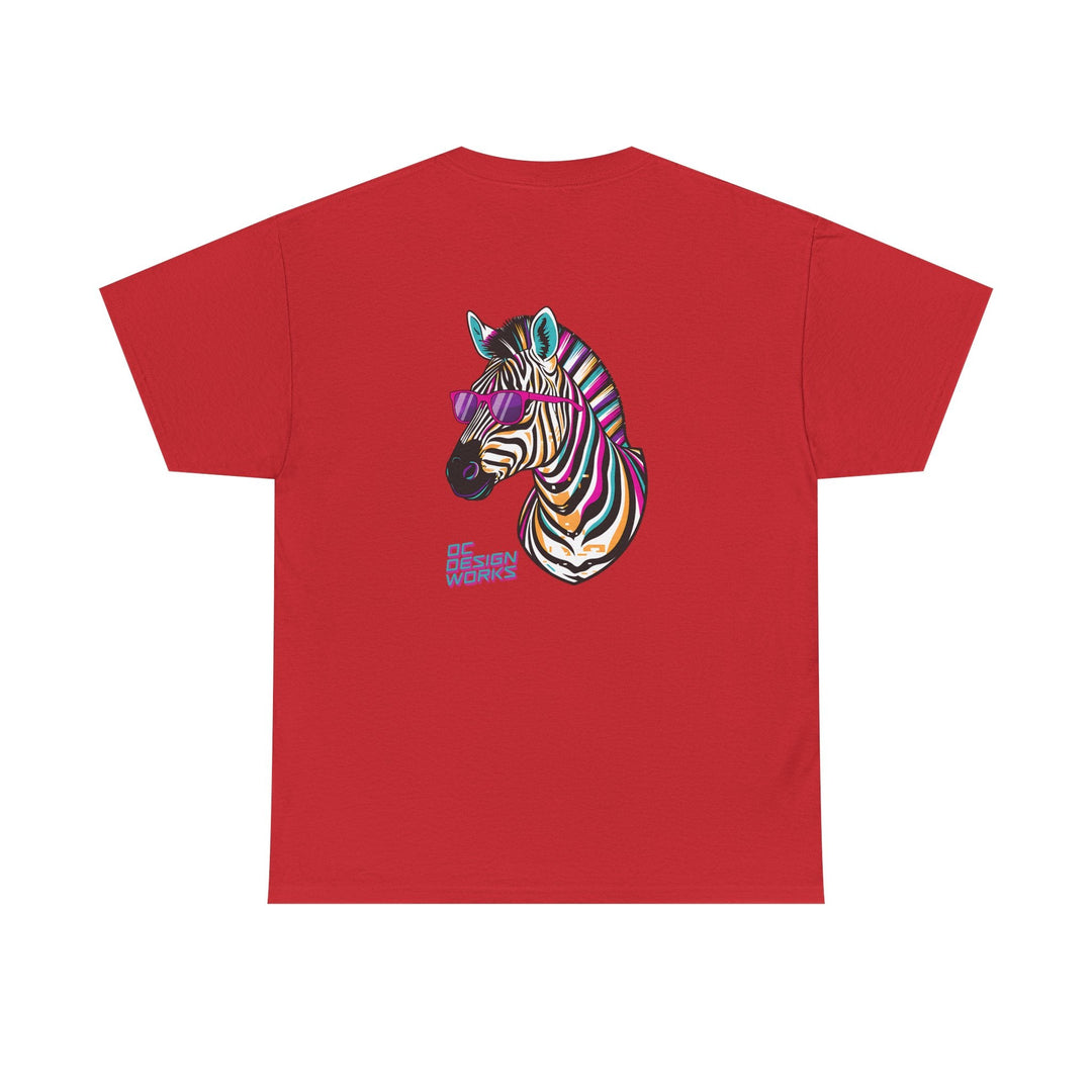 Retro Synthwave Zebra T-Shirt — Oh Yeah! - T-Shirt - Red - OC Designworks