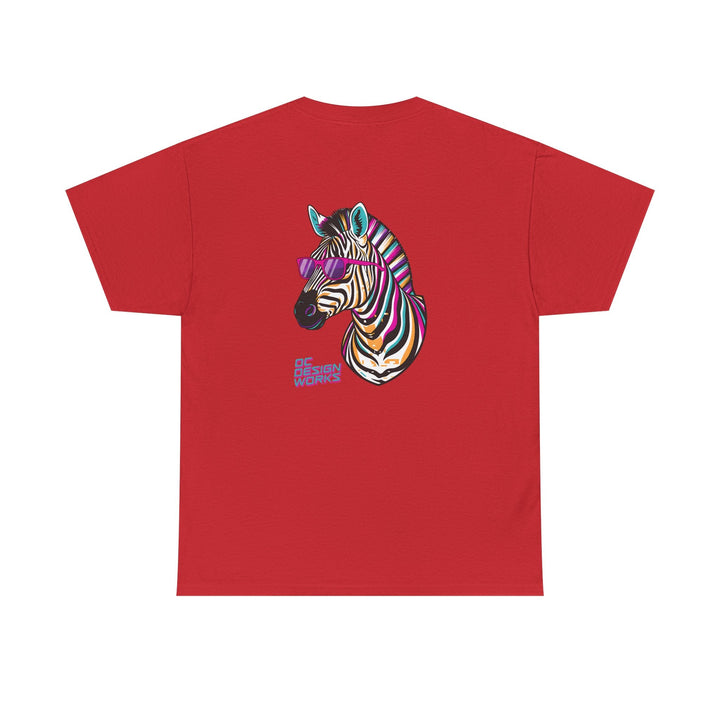 Retro Synthwave Zebra T-Shirt — Oh Yeah! - T-Shirt - Red - OC Designworks