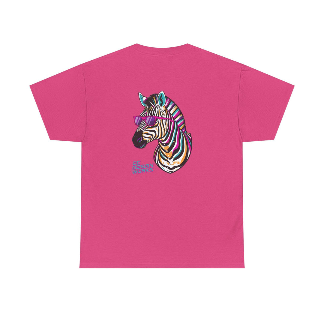 Retro Synthwave Zebra T-Shirt — Oh Yeah! - T-Shirt - Heliconia - OC Designworks