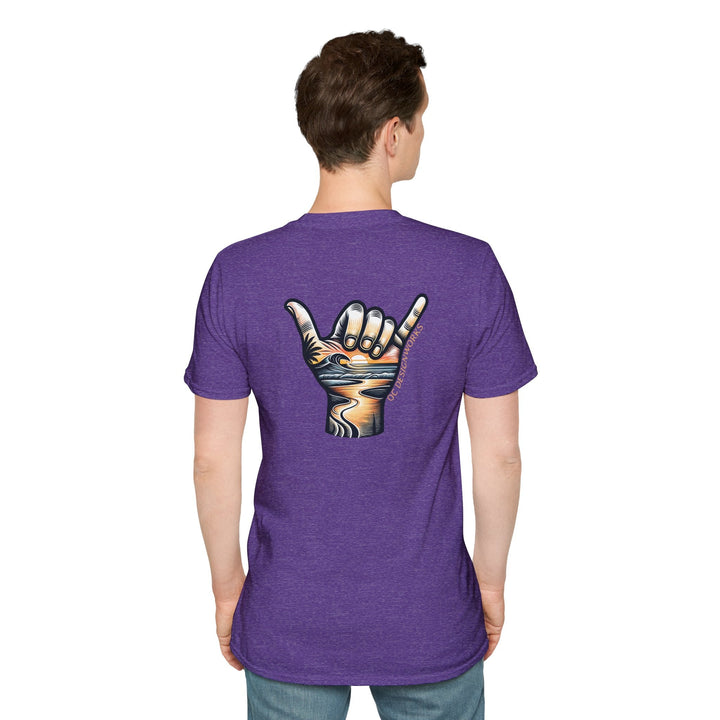 Shaka Sunset T-Shirt - T-Shirt - Heather Purple - OC Designworks