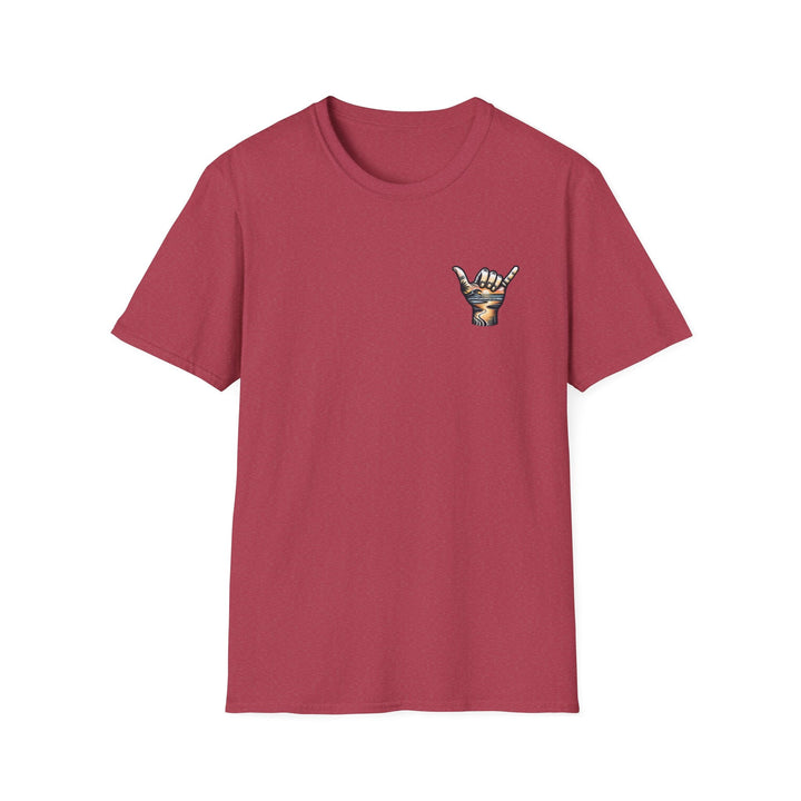 Shaka Sunset T-Shirt - T-Shirt - Heather Cardinal - OC Designworks