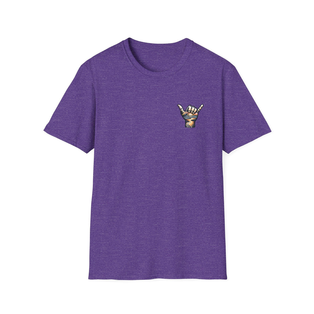Shaka Sunset T-Shirt - T-Shirt - Heather Purple - OC Designworks