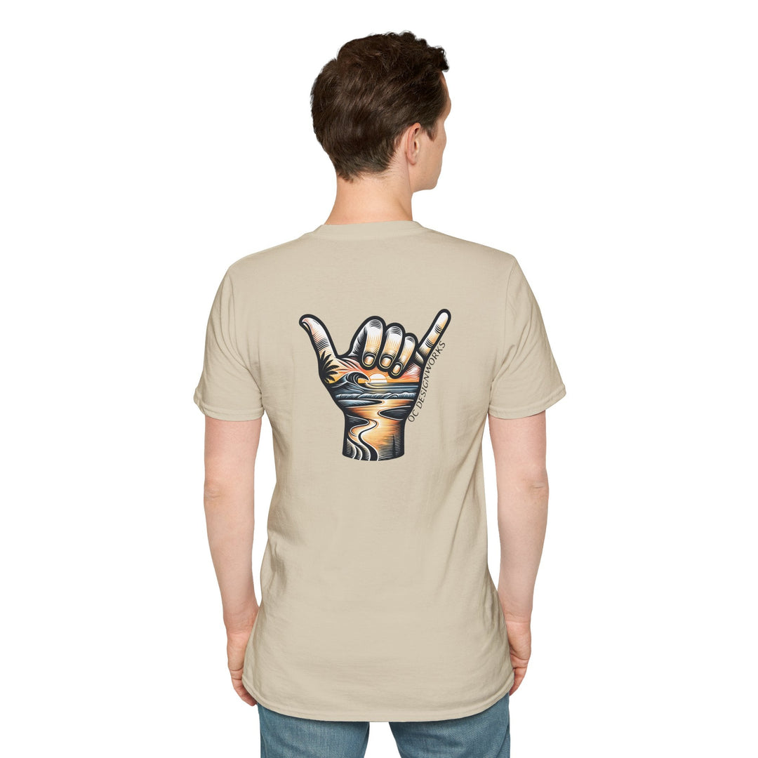 Shaka Sunset T-Shirt - T-Shirt - Sand - OC Designworks