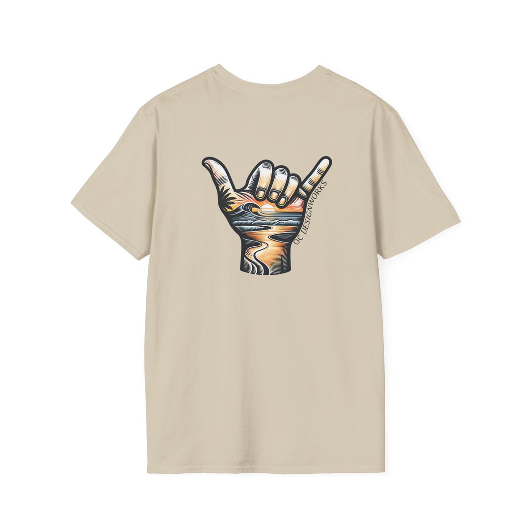 Shaka Sunset T-Shirt - T-Shirt - Sand - OC Designworks