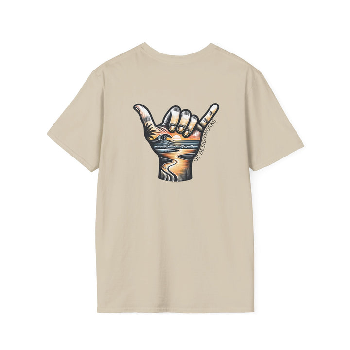 Shaka Sunset T-Shirt - T-Shirt - Sand - OC Designworks