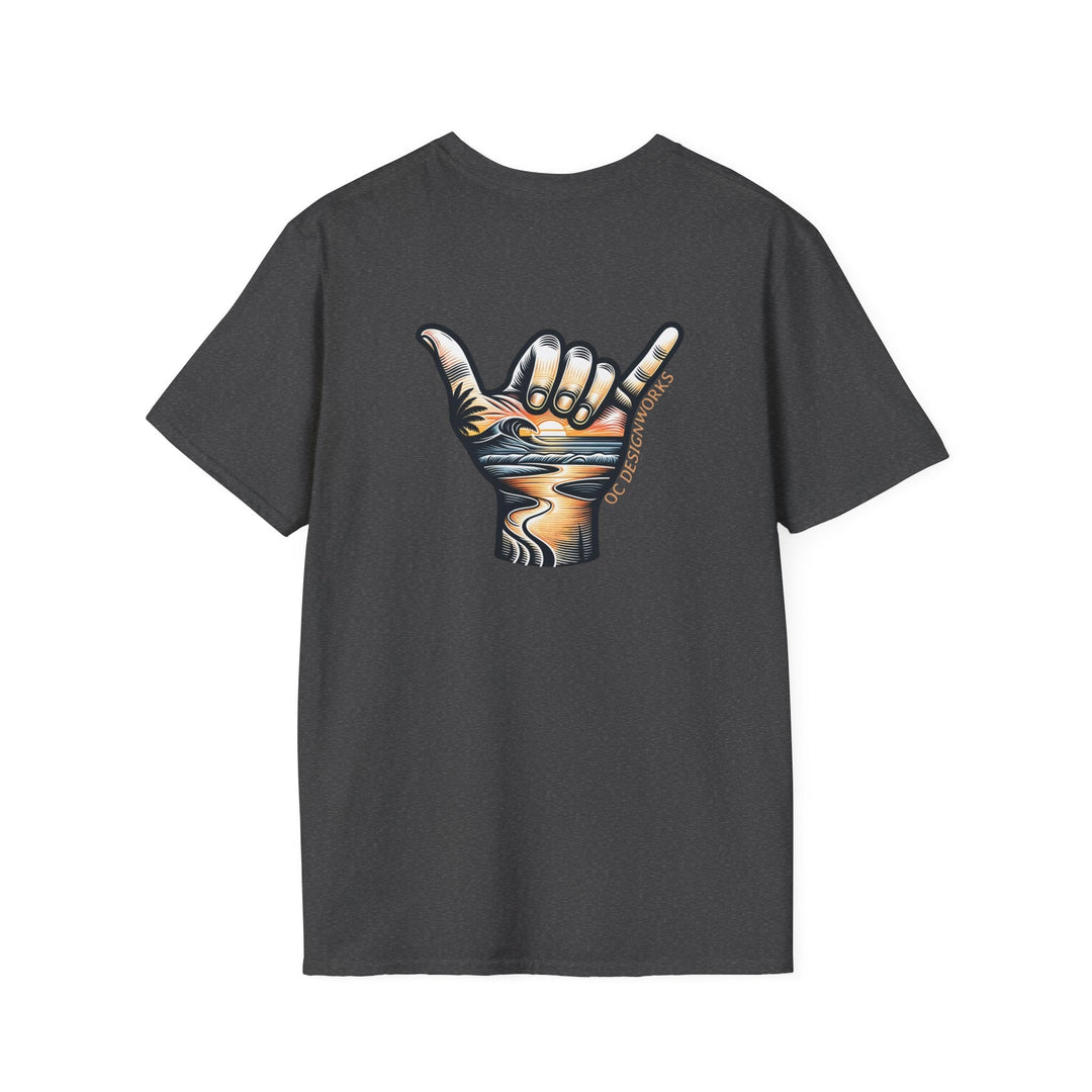 Shaka Sunset T-Shirt - T-Shirt - Dark Heather - OC Designworks
