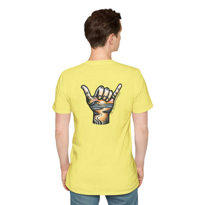 Shaka Sunset T-Shirt - T-Shirt - Cornsilk - OC Designworks