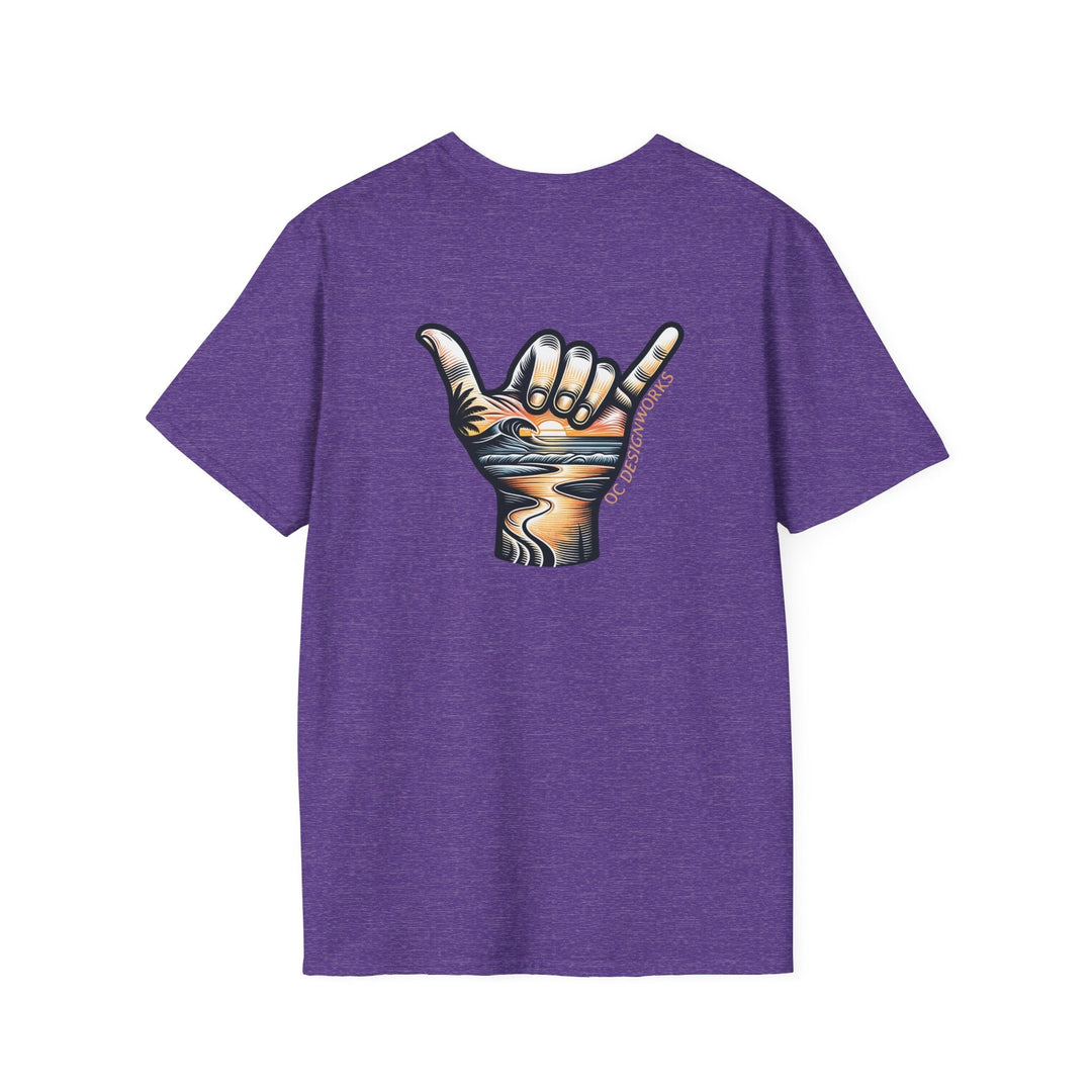 Shaka Sunset T-Shirt - T-Shirt - Heather Purple - OC Designworks