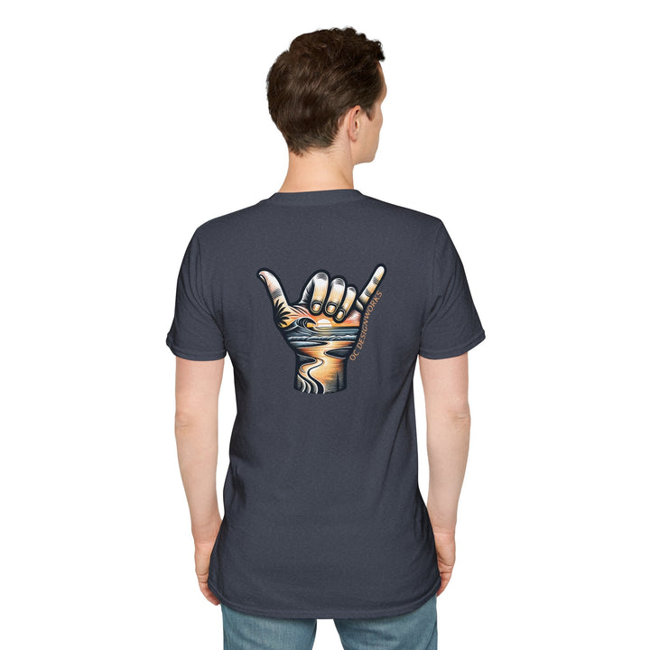 Shaka Sunset T-Shirt - T-Shirt - Heather Navy - OC Designworks
