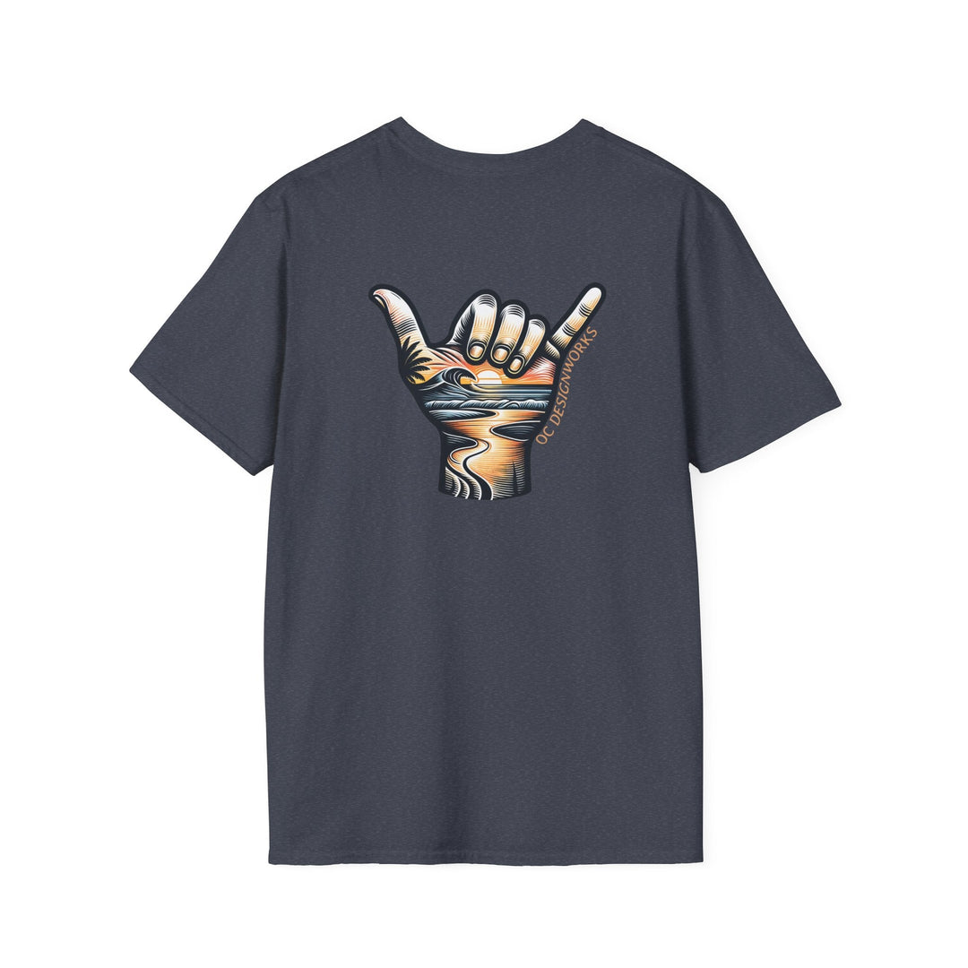 Shaka Sunset T-Shirt - T-Shirt - Heather Navy - OC Designworks