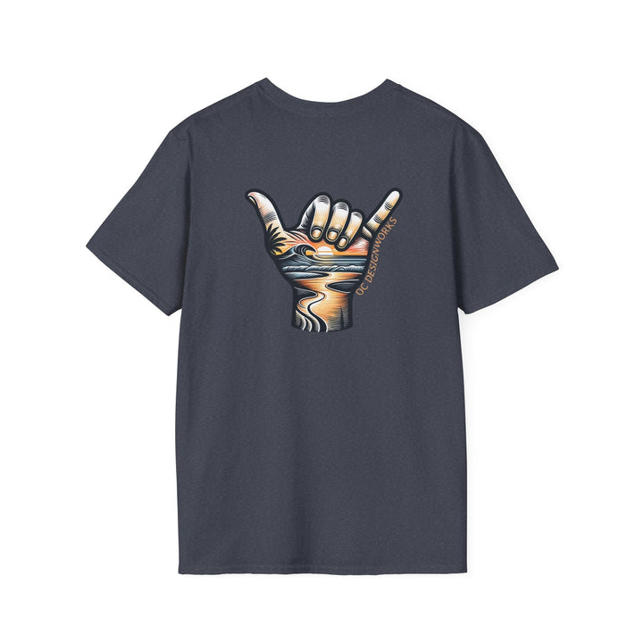 Shaka Sunset T-Shirt - T-Shirt - Heather Navy - OC Designworks
