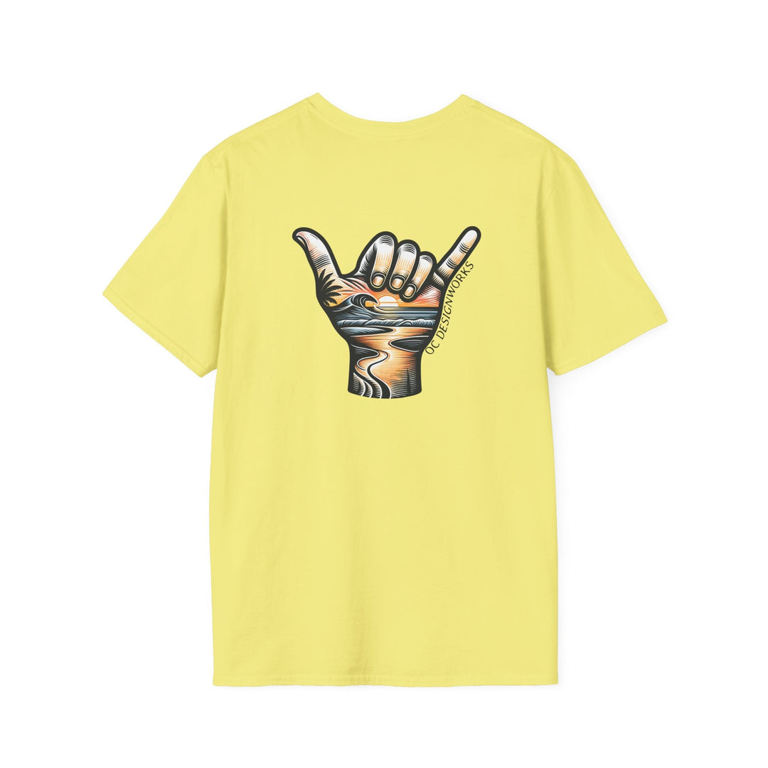 Shaka Sunset T-Shirt - T-Shirt - Cornsilk - OC Designworks